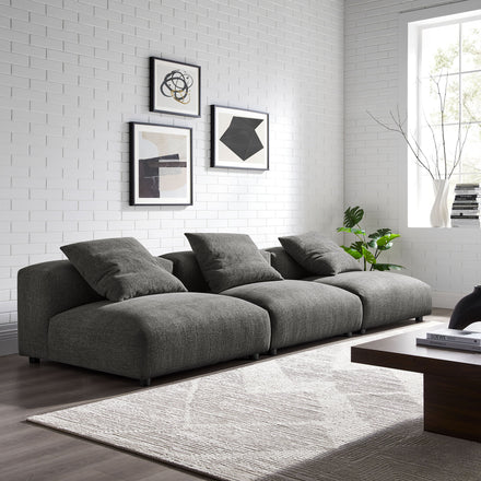 Solace 3-Piece Modular Upholstered Fabric Sofa in Charcoal