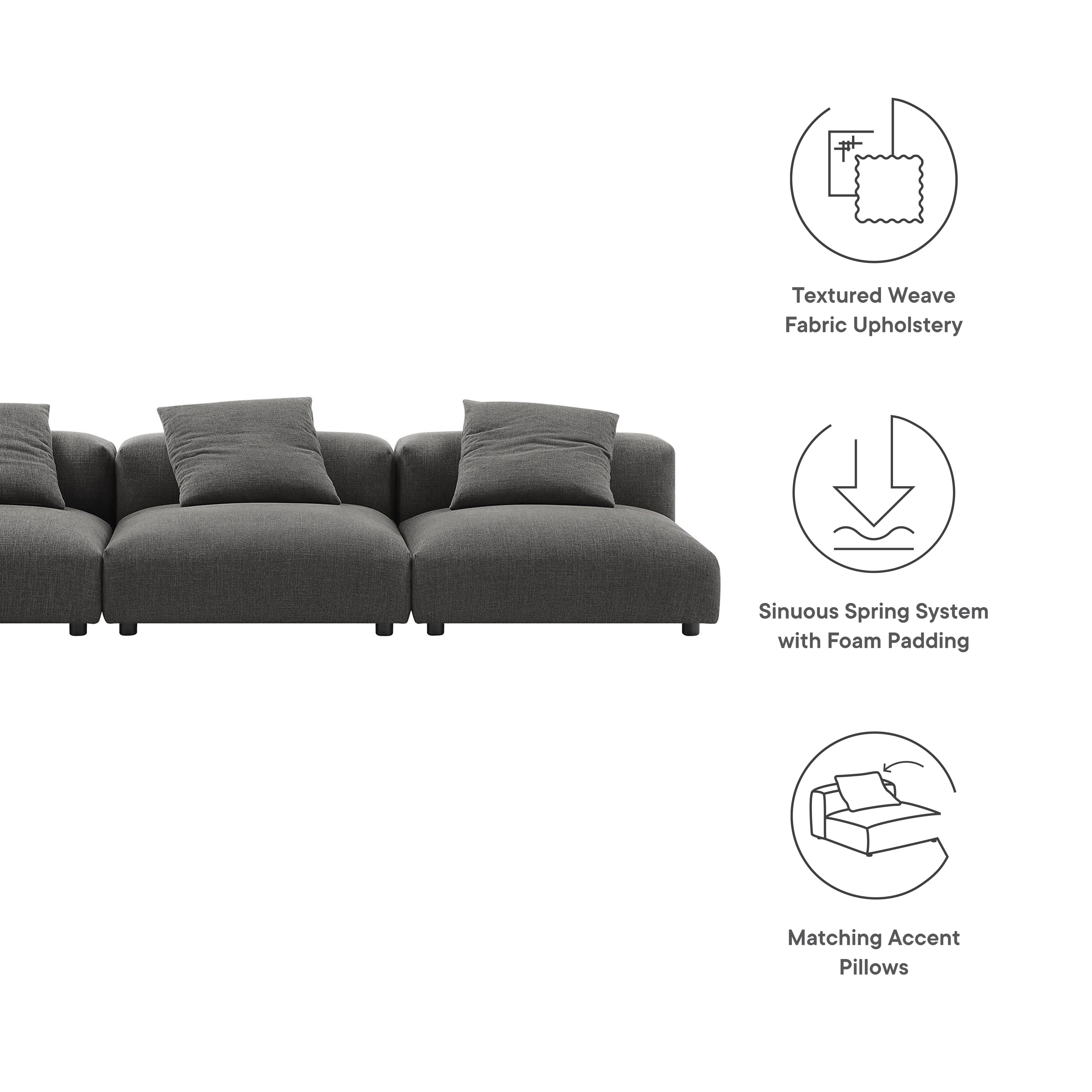 Solace 3-Piece Modular Upholstered Fabric Sofa by Furniture for America