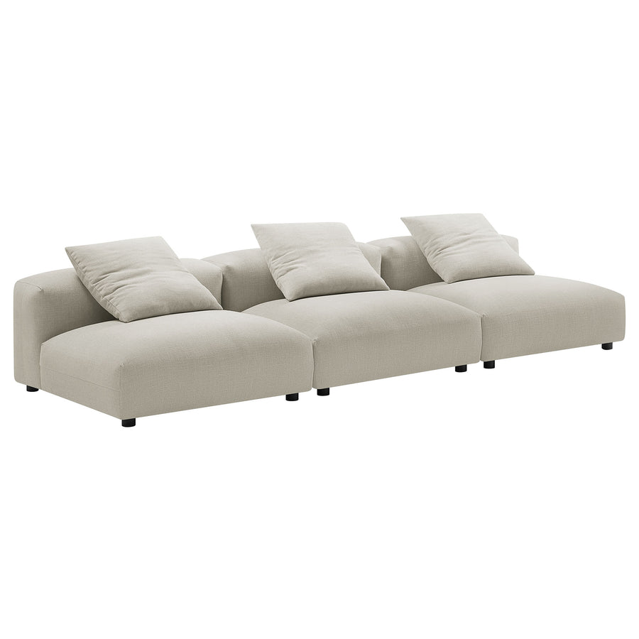 Reed 3-Piece Modular Upholstered Fabric Sofa in Linen