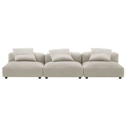 Solace 3-Piece Modular Upholstered Fabric Sofa in Linen