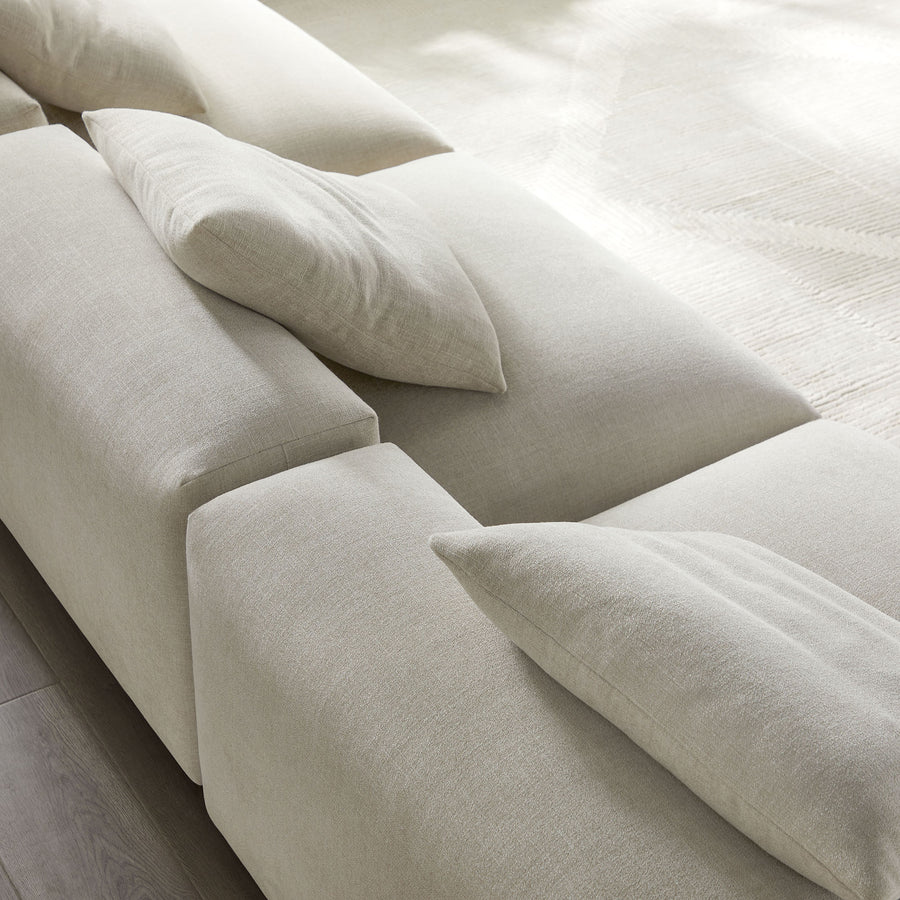 Reed 3-Piece Modular Upholstered Fabric Sofa in Linen