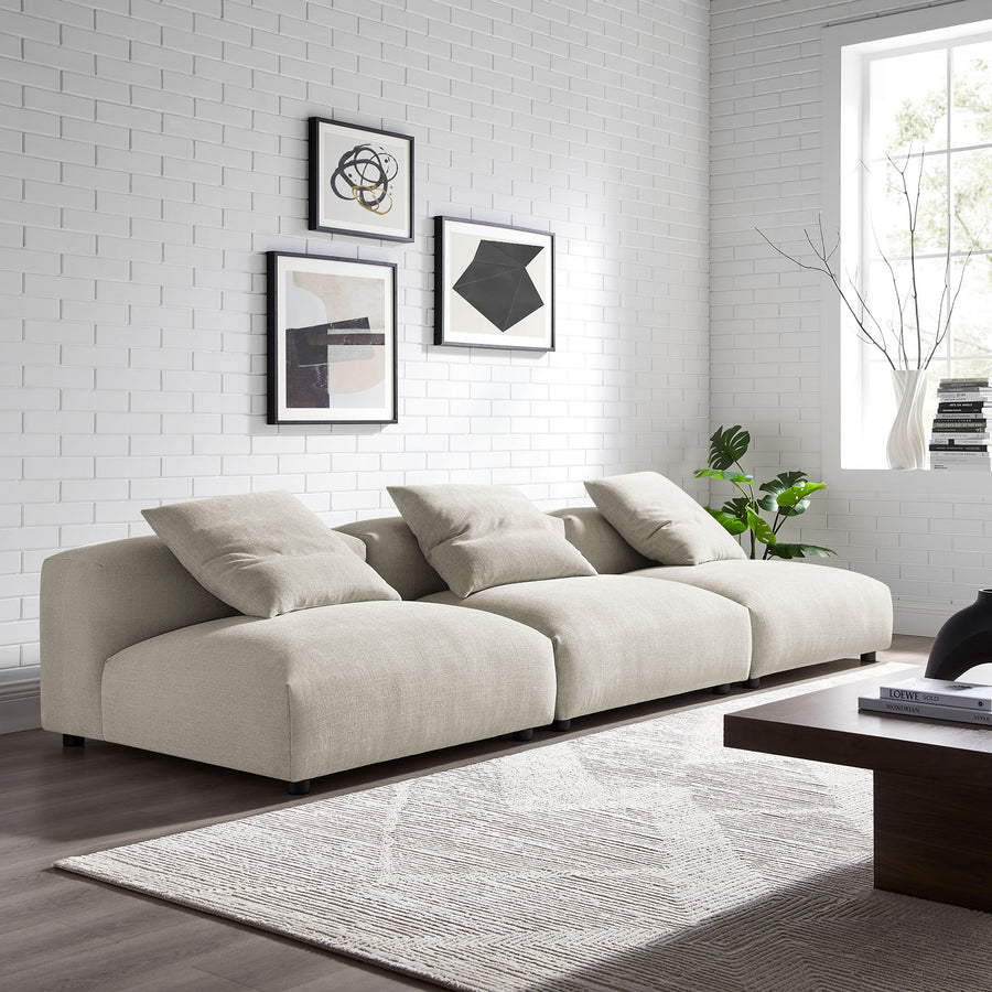 Reed 3-Piece Modular Upholstered Fabric Sofa in Linen
