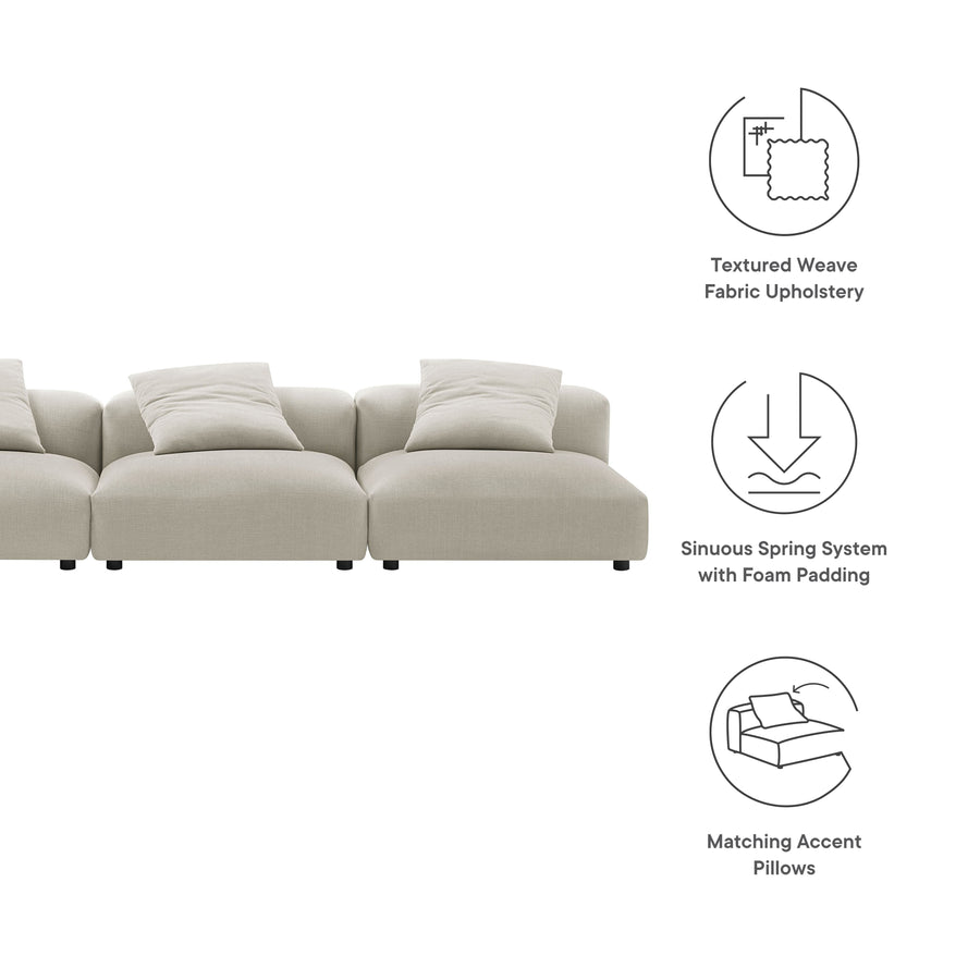 Reed 3-Piece Modular Upholstered Fabric Sofa in Linen