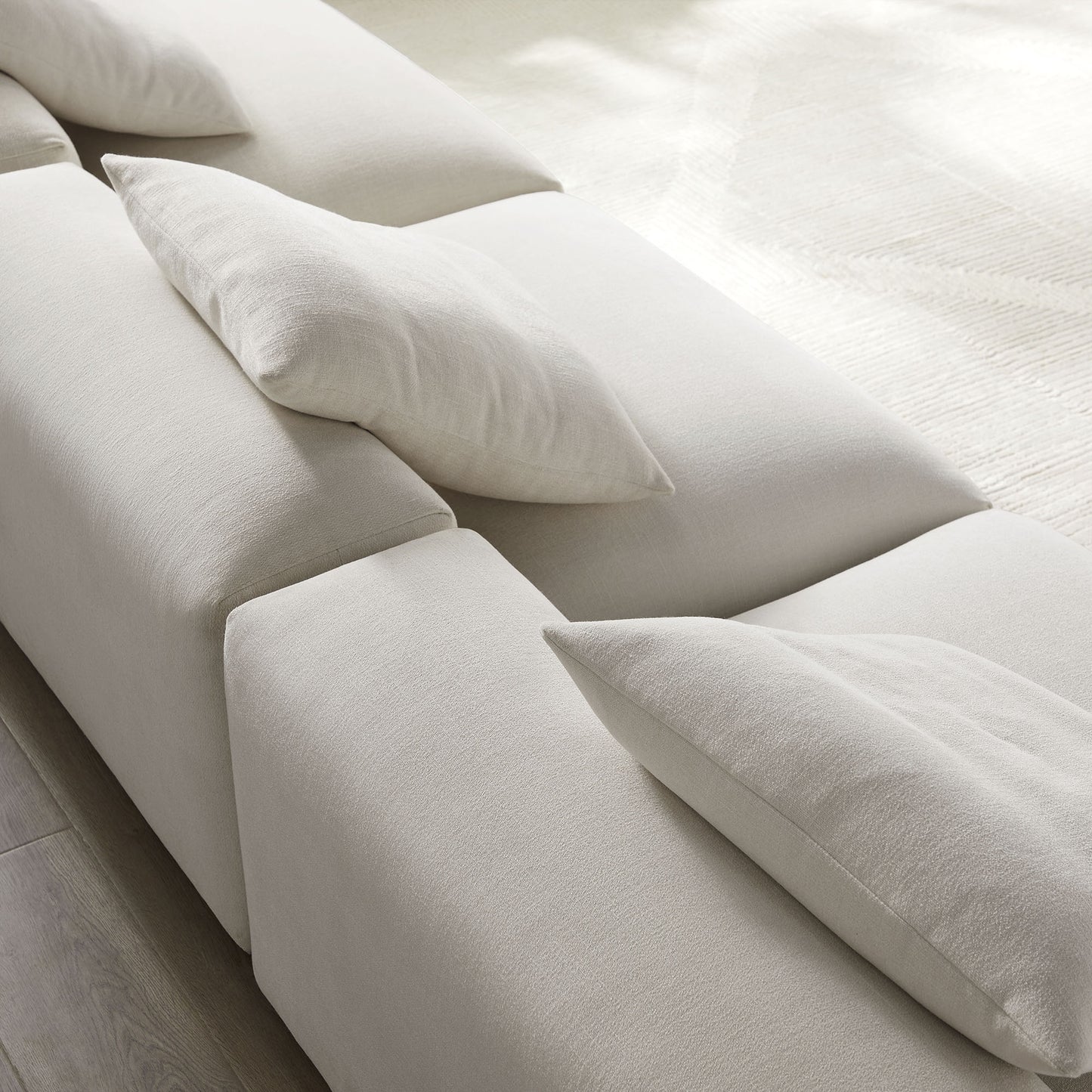 Reed 3-Piece Modular Upholstered Fabric Sofa in Salt