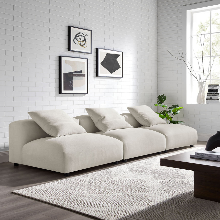 Reed 3-Piece Modular Upholstered Fabric Sofa in Salt