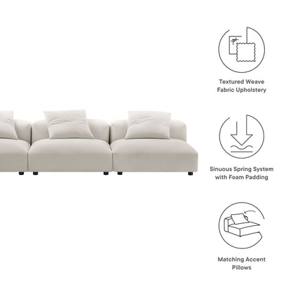 Solace 3-Piece Modular Upholstered Fabric Sofa in Salt