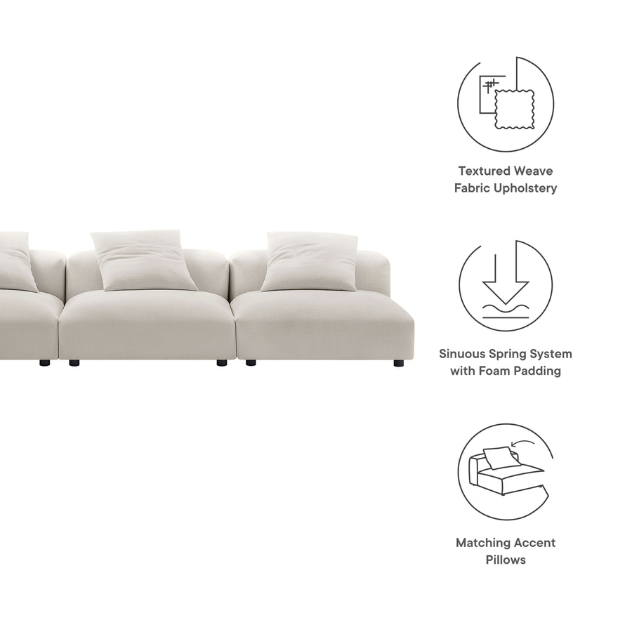 Reed 3-Piece Modular Upholstered Fabric Sofa in Salt
