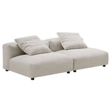 Reed 2-Piece Modular Corduroy Upholstered Sofa in Almond