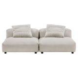 Reed 2-Piece Modular Corduroy Upholstered Sofa in Almond