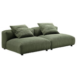 Reed 2-Piece Modular Corduroy Upholstered Sofa in Fern