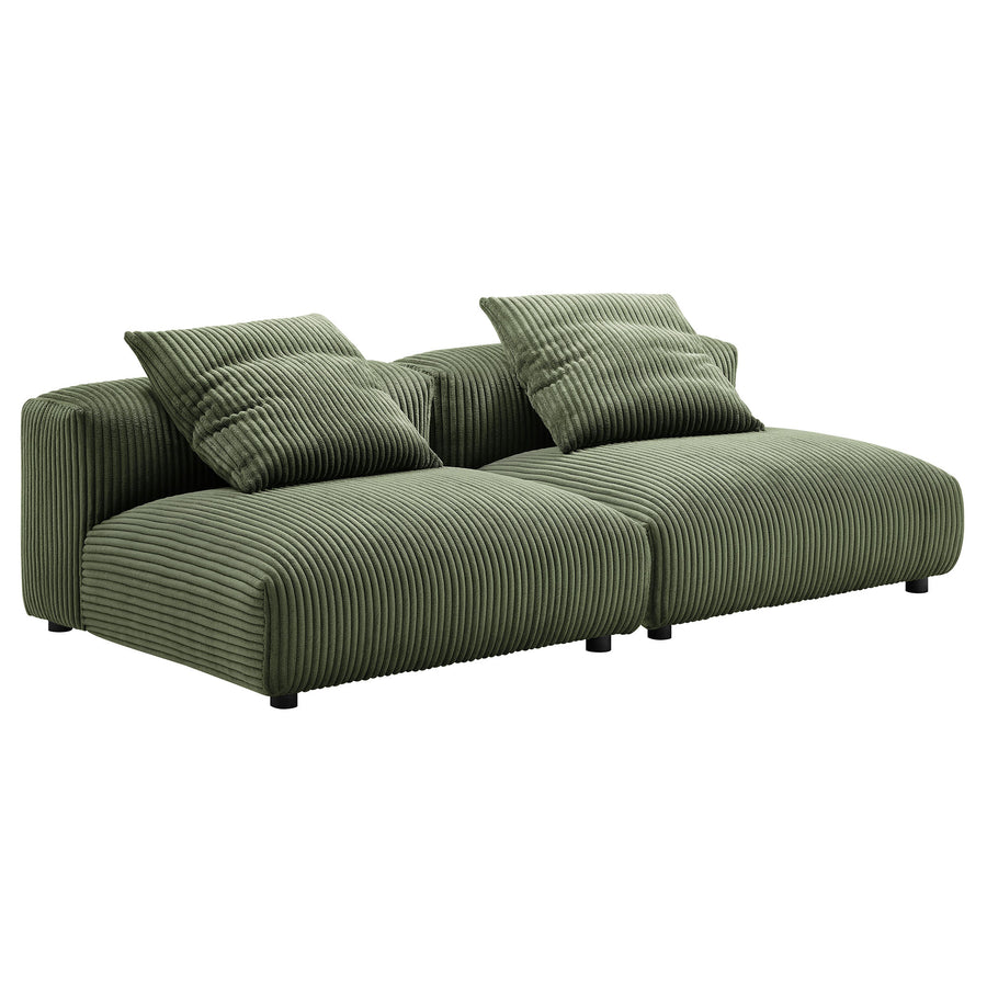 Reed 2-Piece Modular Corduroy Upholstered Sofa in Fern