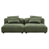 Reed 2-Piece Modular Corduroy Upholstered Sofa in Fern