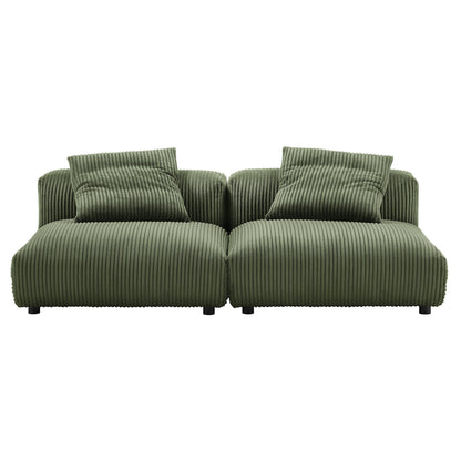 Solace 2-Piece Modular Corduroy Upholstered Sofa by Furniture for America