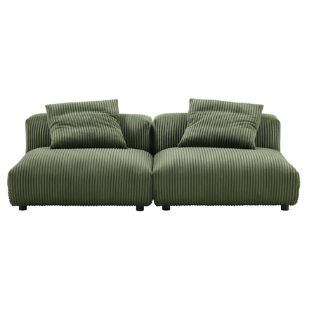 Solace 2-Piece Modular Corduroy Upholstered Sofa in Fern