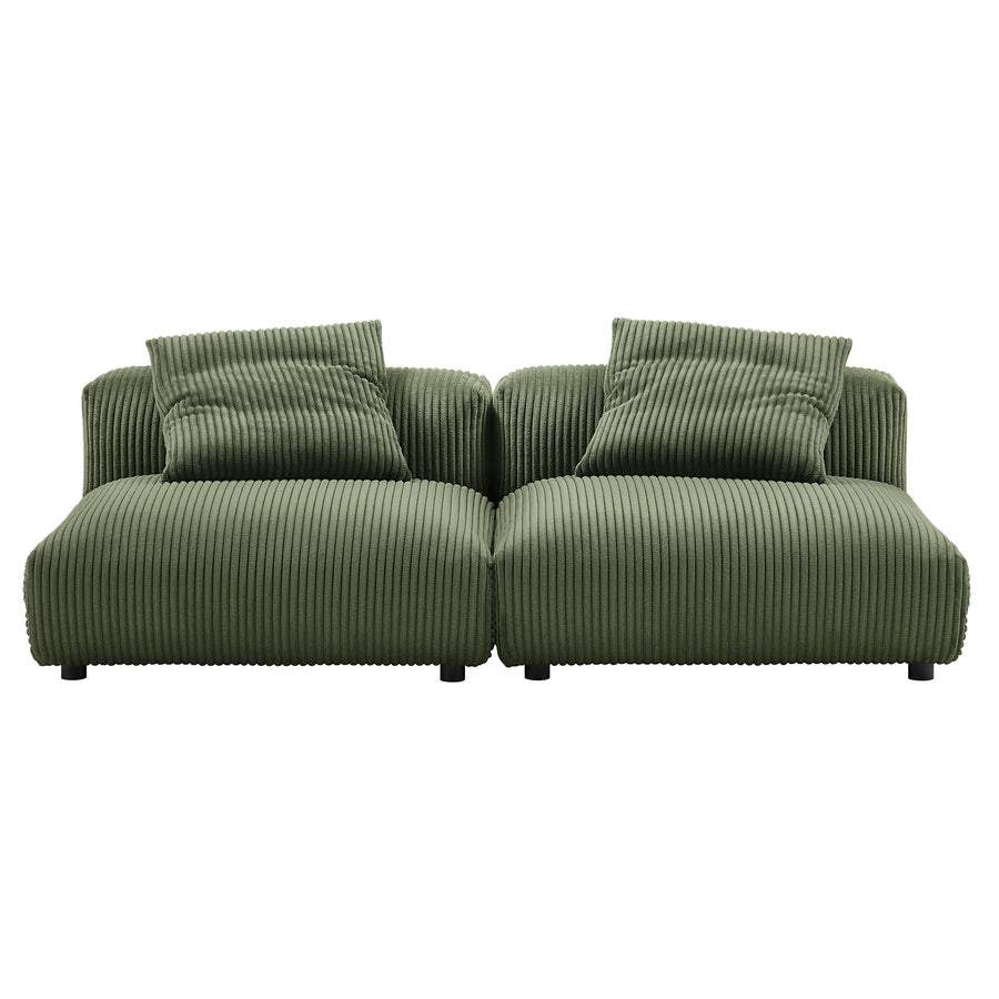 Reed 2-Piece Modular Corduroy Upholstered Sofa in Fern