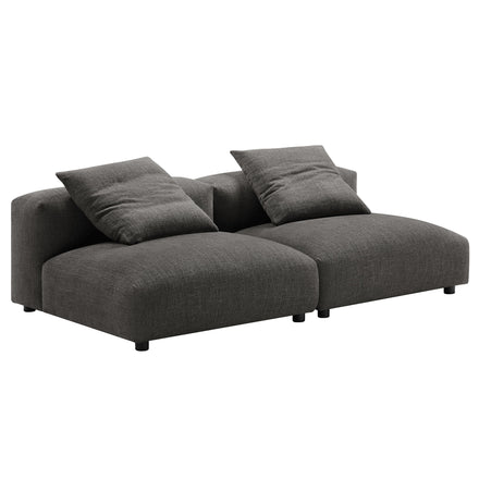 Solace 2-Piece Modular Upholstered Fabric Sofa in Charcoal