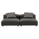 Reed 2-Piece Modular Upholstered Fabric Sofa in Charcoal
