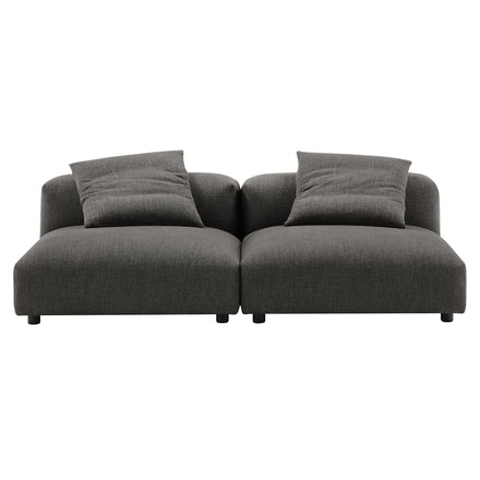 Solace 2-Piece Modular Upholstered Fabric Sofa in Charcoal