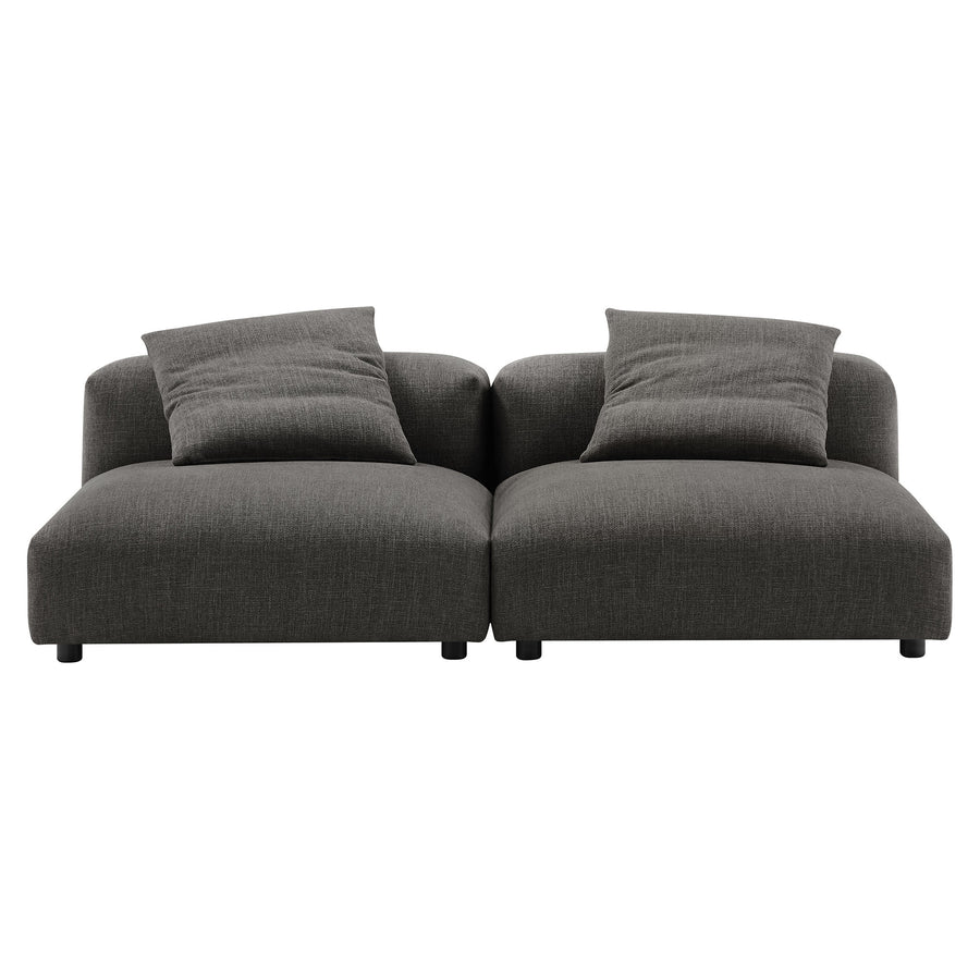 Reed 2-Piece Modular Upholstered Fabric Sofa in Charcoal