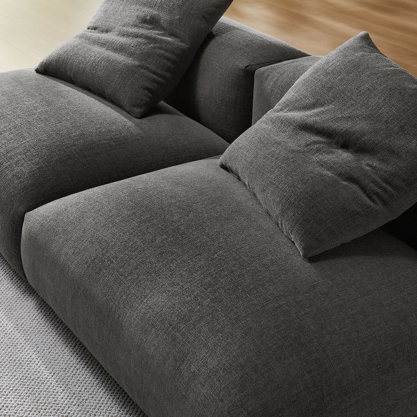 Reed 2-Piece Modular Upholstered Fabric Sofa in Charcoal