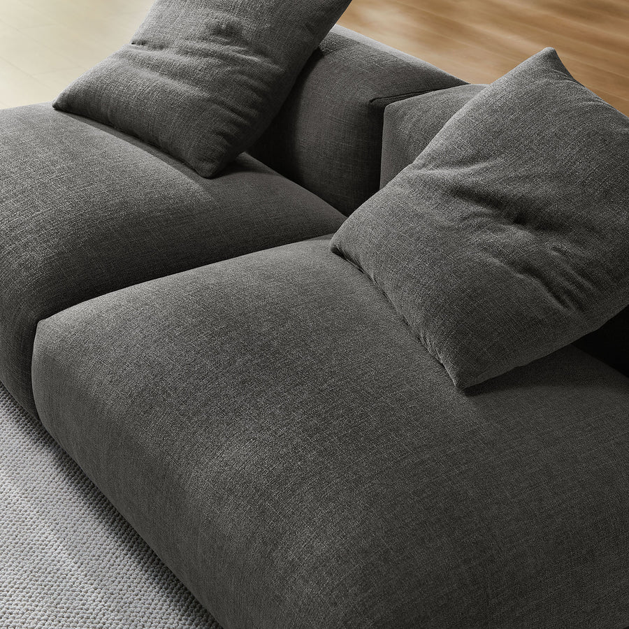 Reed 2-Piece Modular Upholstered Fabric Sofa in Charcoal