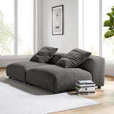 Reed 2-Piece Modular Upholstered Fabric Sofa in Charcoal