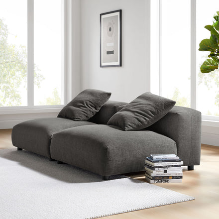 Solace 2-Piece Modular Upholstered Fabric Sofa in Charcoal