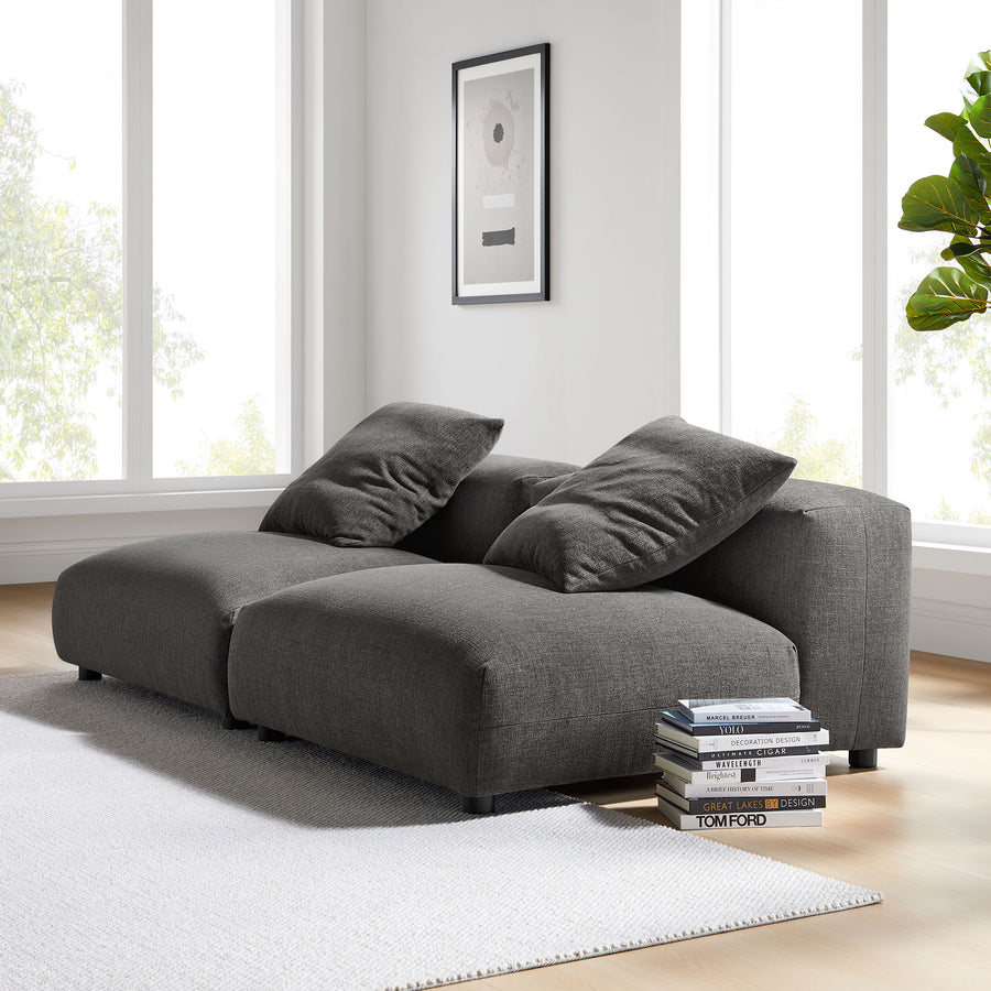 Reed 2-Piece Modular Upholstered Fabric Sofa in Charcoal