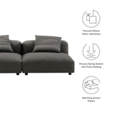 Reed 2-Piece Modular Upholstered Fabric Sofa in Charcoal