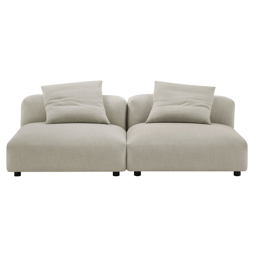 Reed 2-Piece Modular Upholstered Fabric Sofa in Linen