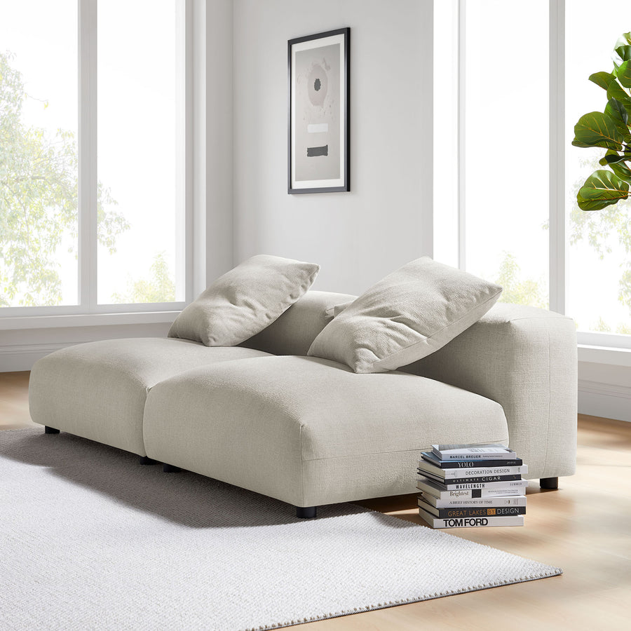 Reed 2-Piece Modular Upholstered Fabric Sofa in Linen
