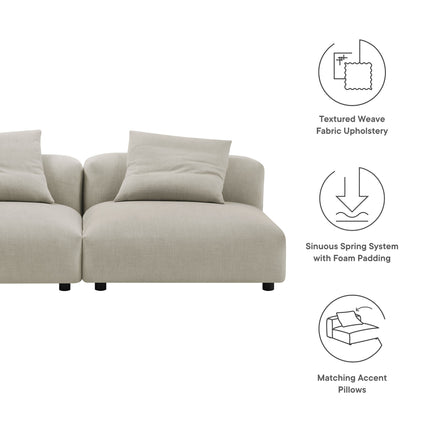 Solace 2-Piece Modular Upholstered Fabric Sofa in Linen