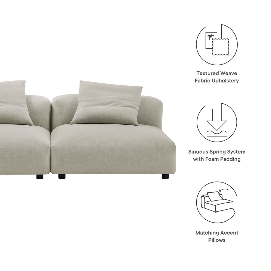 Reed 2-Piece Modular Upholstered Fabric Sofa in Linen