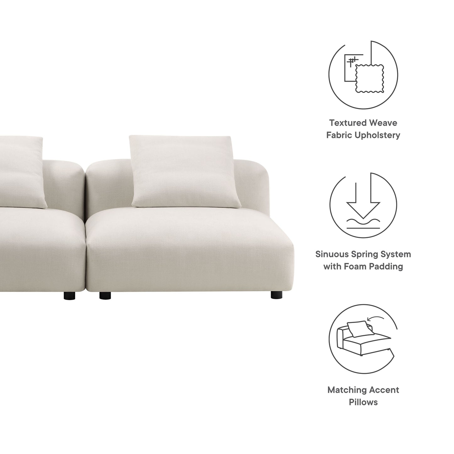Solace 2-Piece Modular Upholstered Fabric Sofa by Furniture for America