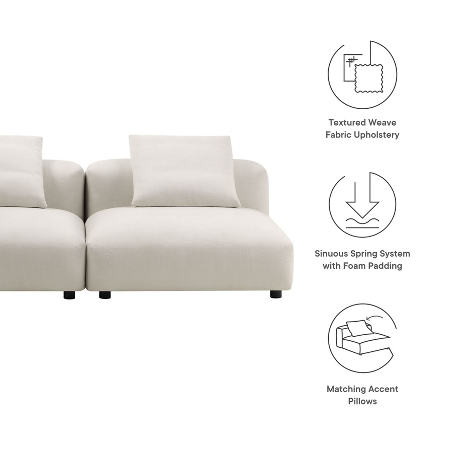 Reed 2-Piece Modular Upholstered Fabric Sofa in Salt