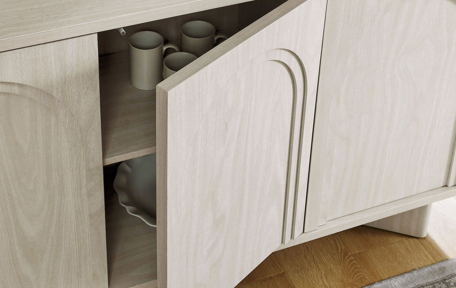 Thessaly Arched 3-Door Sideboard in White Wash