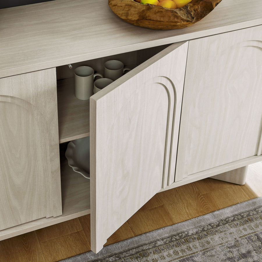 Thessaly Arched 3-Door Sideboard in White Wash