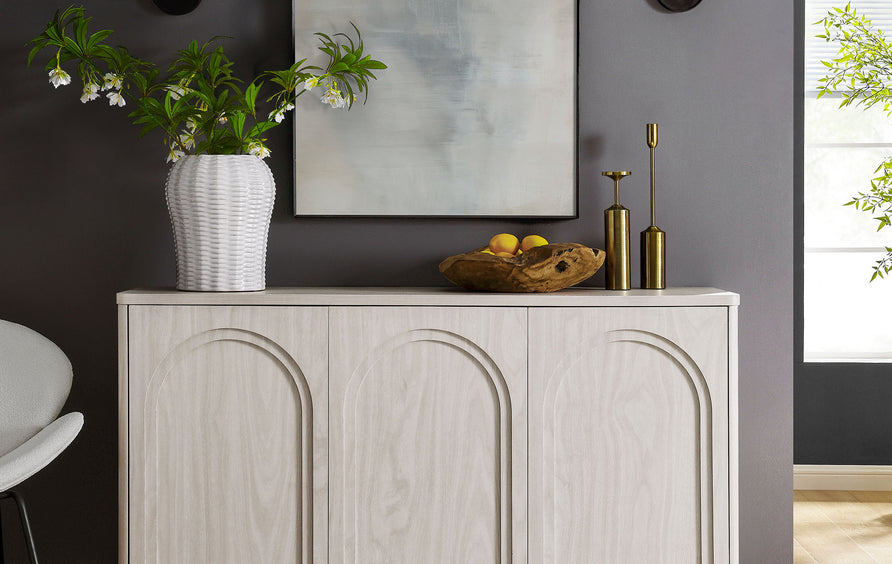 Thessaly Arched 3-Door Sideboard in White Wash