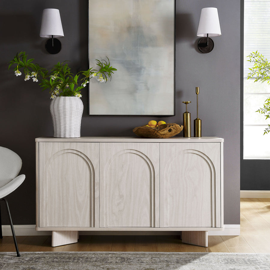Thessaly Arched 3-Door Sideboard in White Wash