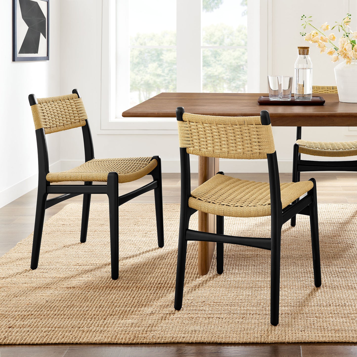 Wynn Rope and Wood Dining Side Chairs Set of 2 by Furniture For America