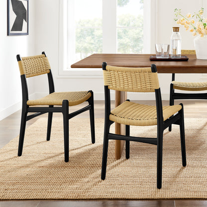 Wynn Rope and Wood Dining Side Chairs Set of 2 by Furniture For America