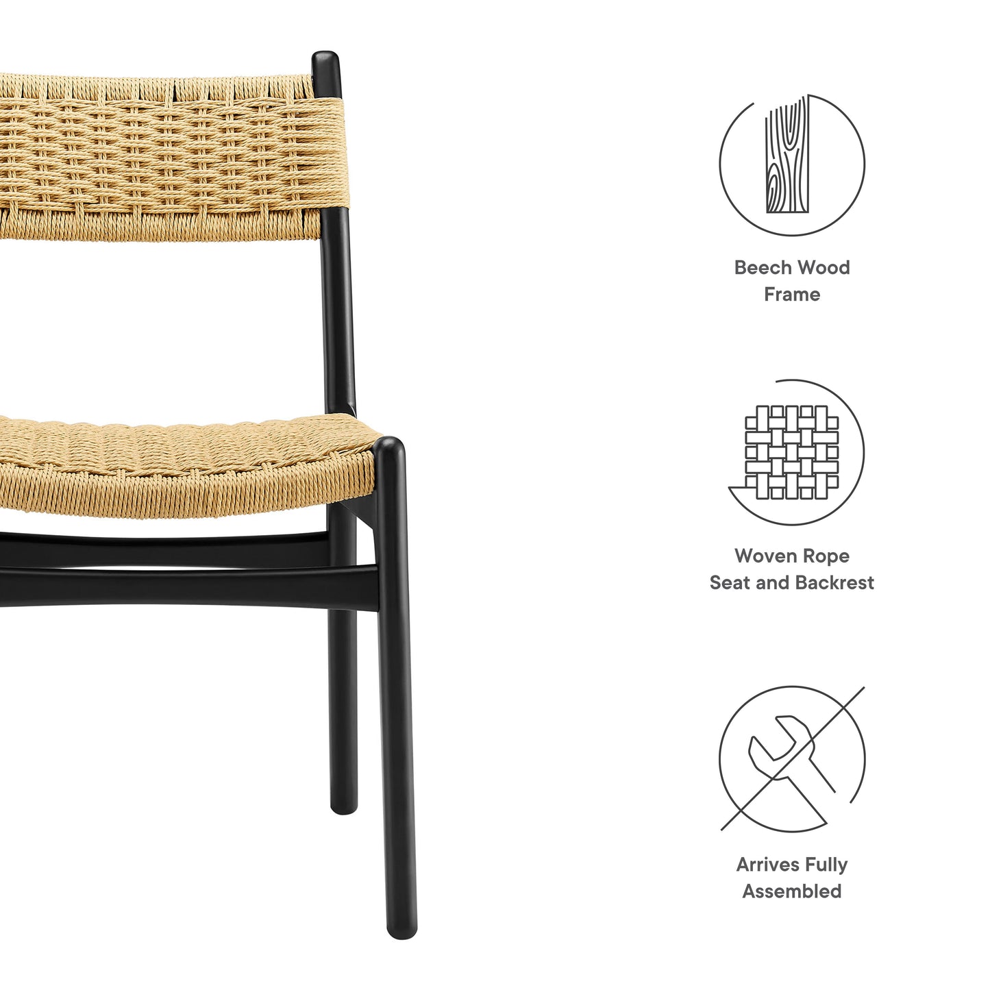 Wynn Rope and Wood Dining Side Chairs Set of 2 by Furniture For America