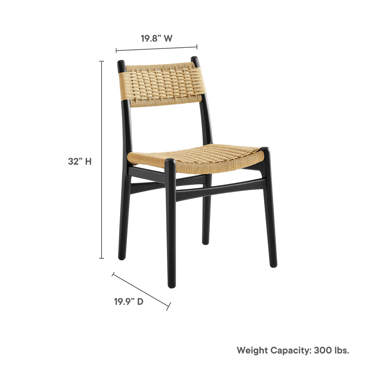 Wynn Rope and Wood Dining Side Chairs Set of 2 by Furniture For America