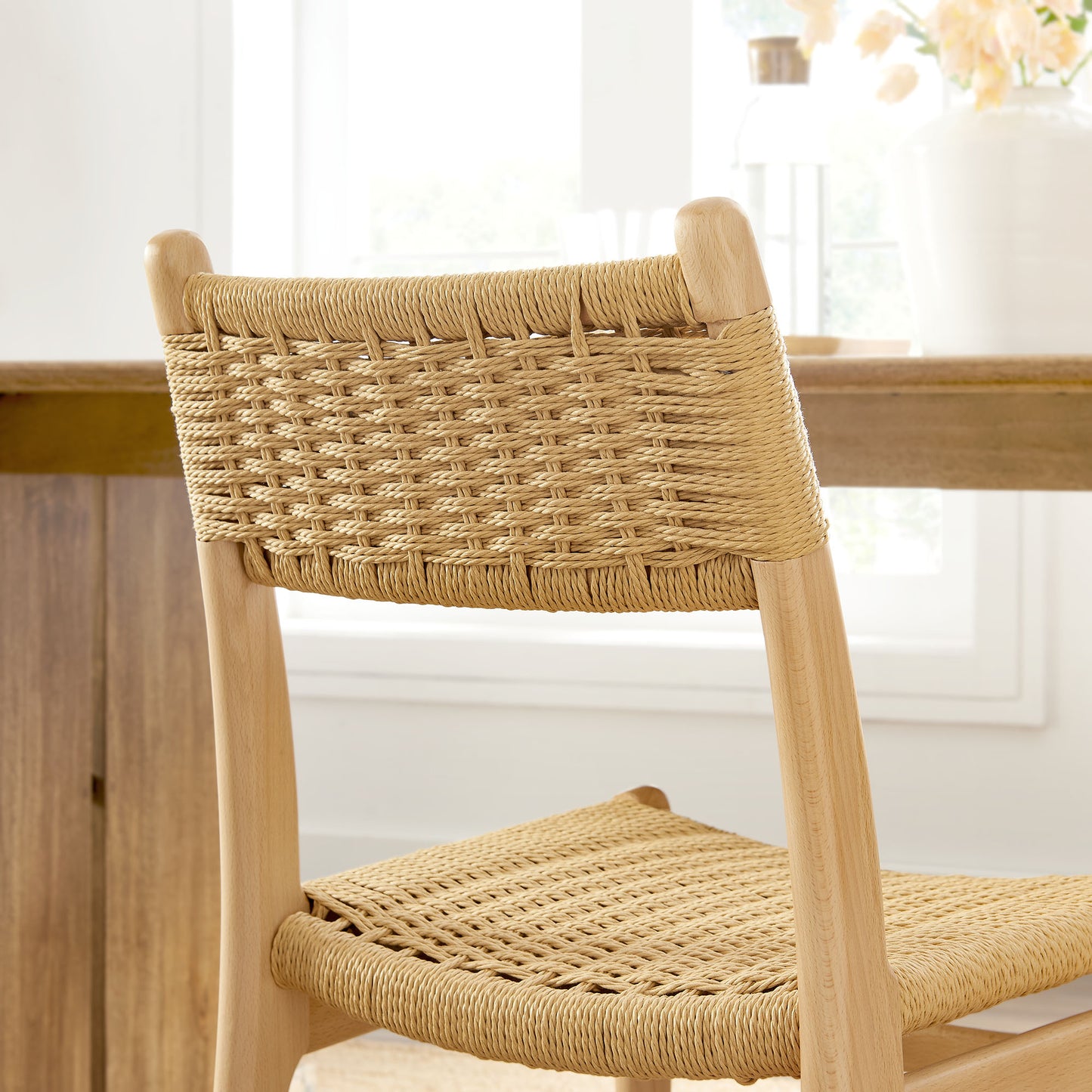 Wynn Rope and Wood Dining Side Chairs Set of 2 by Furniture For America