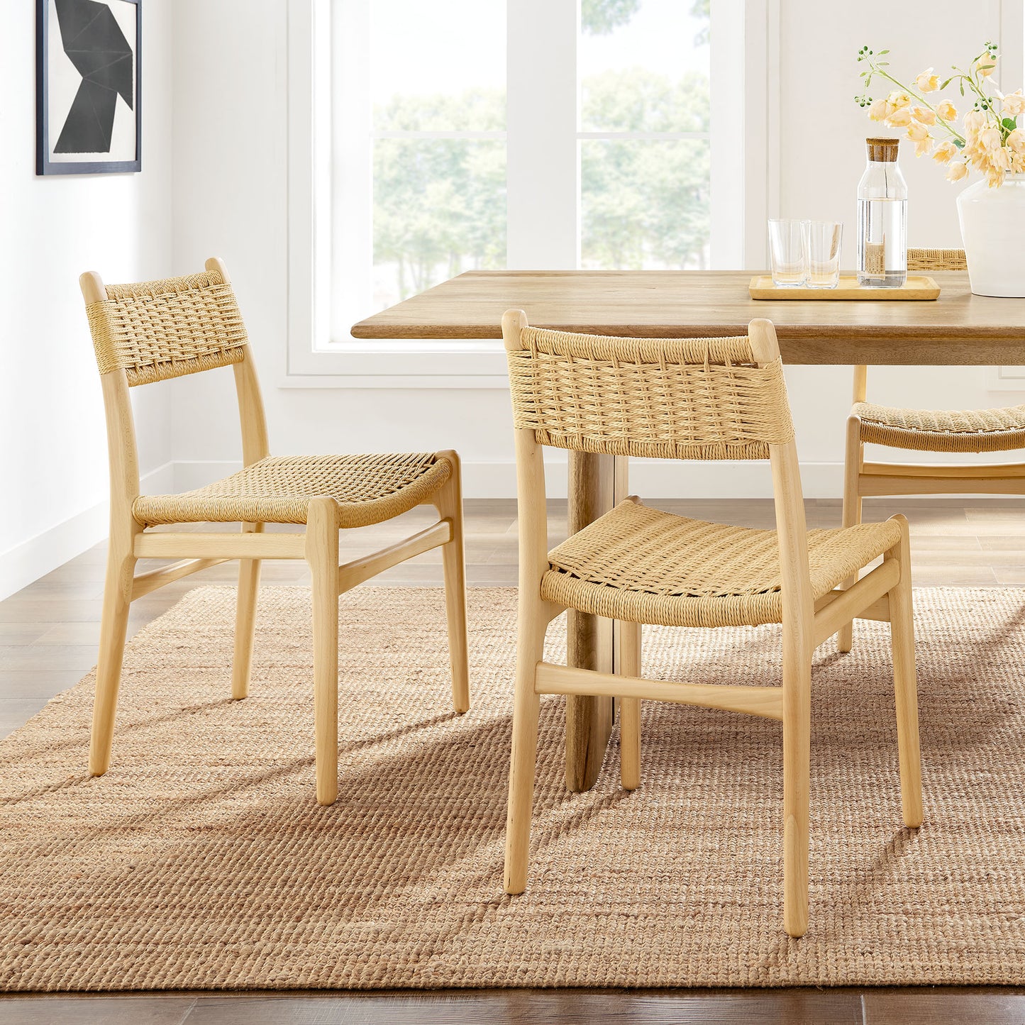 Wynn Rope and Wood Dining Side Chairs Set of 2 by Furniture For America