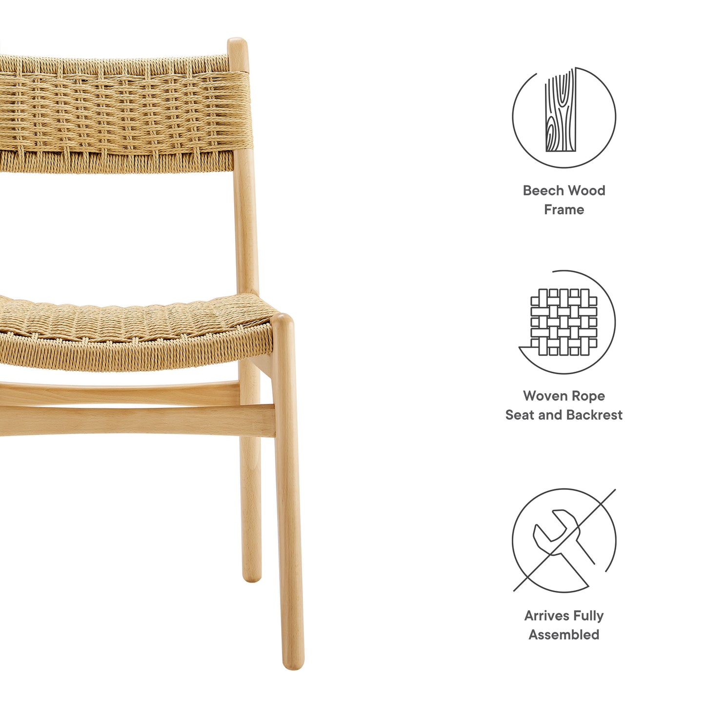 Wynn Rope and Wood Dining Side Chairs Set of 2 by Furniture For America