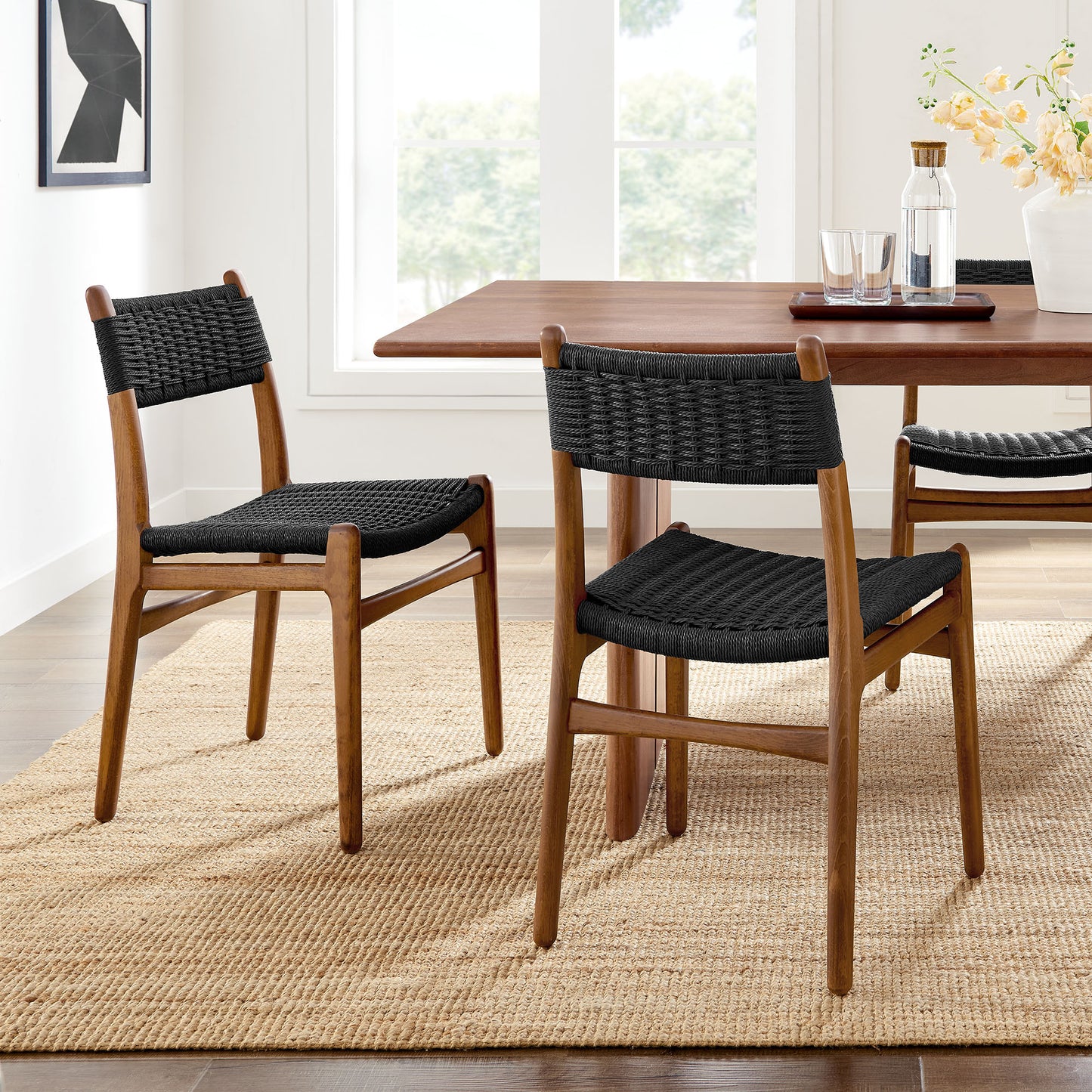Wynn Rope and Wood Dining Side Chairs Set of 2 by Furniture For America
