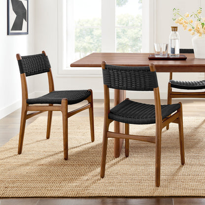 Wynn Rope and Wood Dining Side Chairs Set of 2 by Furniture For America