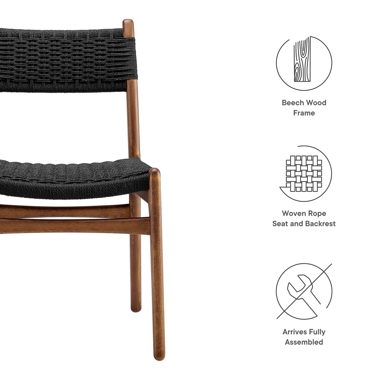 Wynn Rope and Wood Dining Side Chairs Set of 2 by Furniture For America