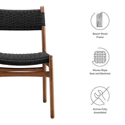 Wynn Rope and Wood Dining Side Chairs Set of 2 by Furniture For America